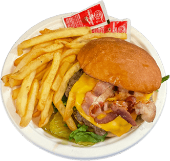 Cheeseburger with bacon and cheddar