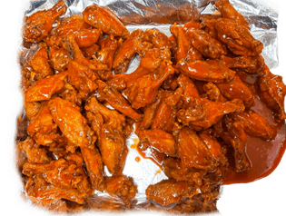 A tray of Long Wong's buffalo wings